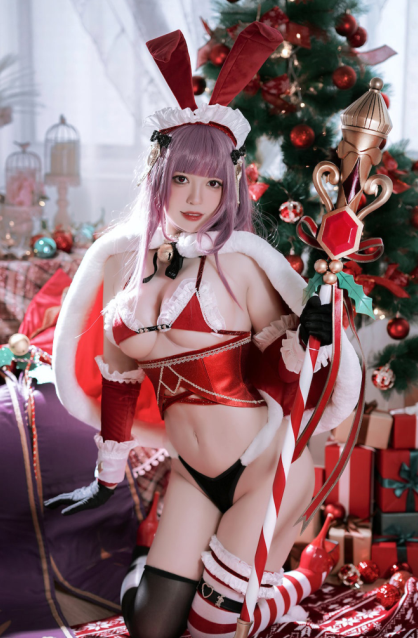 巨乳cos 半半子 Christmas Bunny Aike[41P-457M]