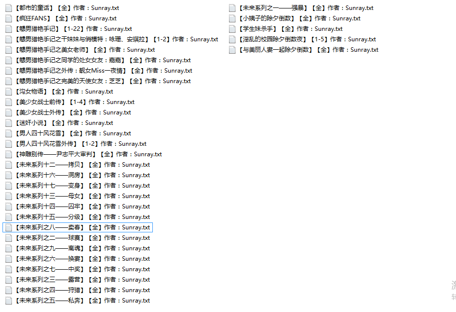 【自打包】小说贴 大神【Sunray】作品合集[34本]