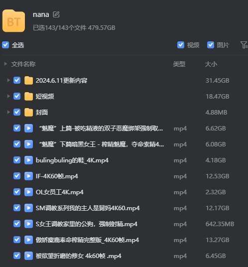 娜娜    无码4K合集 磁力【86V / 479.57G】